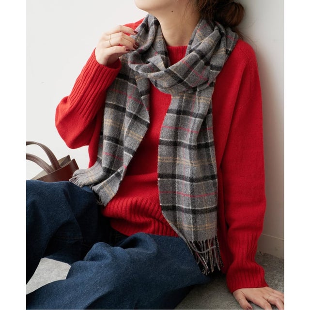 《予約》Barbour / バブアー TARTAN LAMBSWOOL SCARF （グレーA）