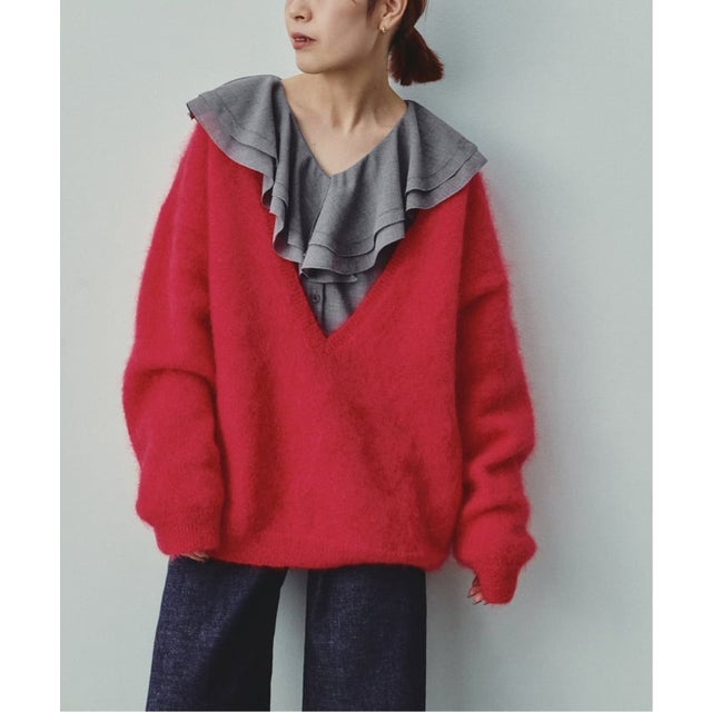 《予約》feuillets*モヘア混プルオーバー （レッド）