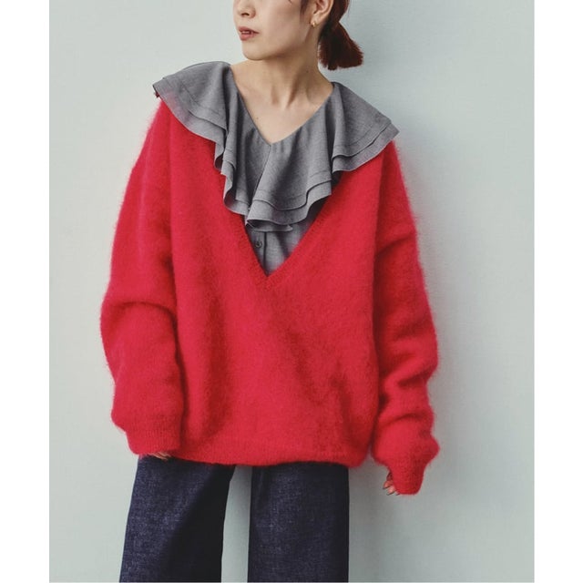 《予約》feuillets*モヘア混プルオーバー （レッド）