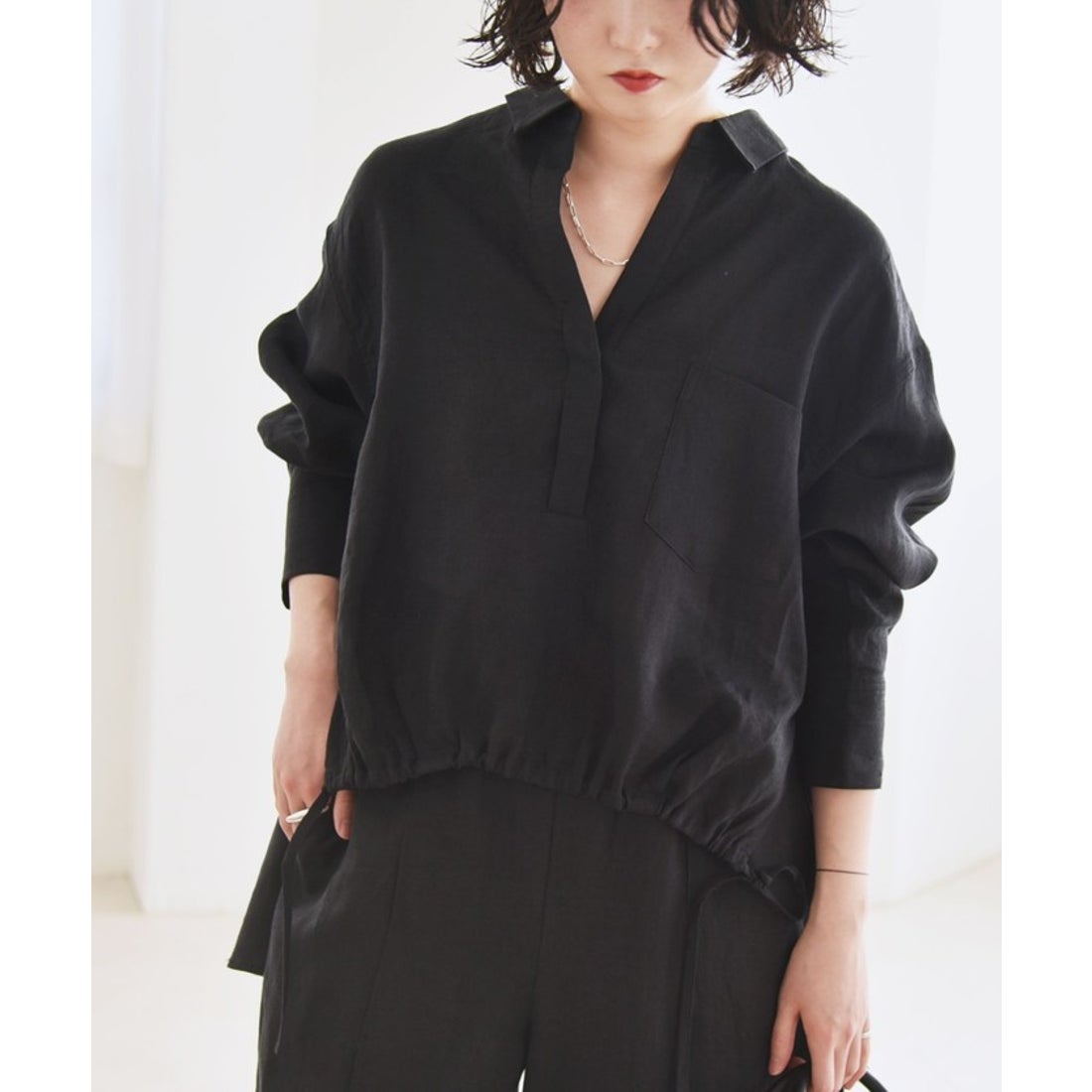 quaranciel :〈洗濯機可能〉ラミー フロント ギャザー スキッパー