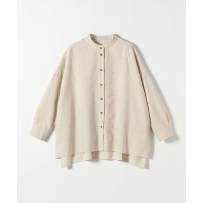 カランシエル quaranciel 《予約》〈手洗い可能〉ミルドカルゼ バンドカラー オーバー ワイド シャツ （ナチュラル）｜詳細画像