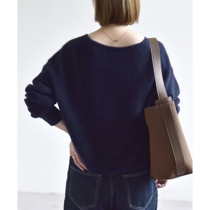 カランシエル quaranciel 《予約》〈手洗い可能〉フォックス ウール ミックス Vネック コンパクト ニット プルオーバー （ライトブルー）｜詳細画像