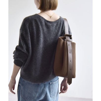 カランシエル quaranciel 《予約》〈手洗い可能〉フォックス ウール ミックス Vネック コンパクト ニット プルオーバー （チャコールグレー）｜詳細画像