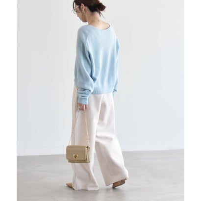 カランシエル quaranciel 《予約》〈手洗い可能〉フォックス ウール ミックス Vネック コンパクト ニット プルオーバー （チャコールグレー）｜詳細画像
