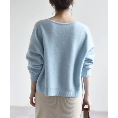 カランシエル quaranciel 《予約》〈手洗い可能〉フォックス ウール ミックス Vネック コンパクト ニット プルオーバー （チャコールグレー）｜詳細画像