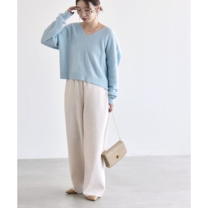 カランシエル quaranciel 《予約》〈手洗い可能〉フォックス ウール ミックス Vネック コンパクト ニット プルオーバー （ナチュラル）｜詳細画像