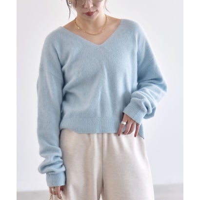 カランシエル quaranciel 《予約》〈手洗い可能〉フォックス ウール ミックス Vネック コンパクト ニット プルオーバー （ナチュラル）｜詳細画像