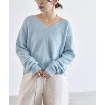カランシエル quaranciel 《予約》〈手洗い可能〉フォックス ウール ミックス Vネック コンパクト ニット プルオーバー （ナチュラル）｜詳細画像