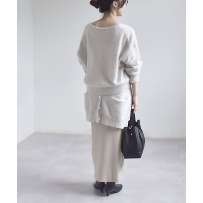 カランシエル quaranciel 《予約》〈手洗い可能〉フォックス ウール ミックス Vネック コンパクト ニット プルオーバー （ナチュラル）｜詳細画像