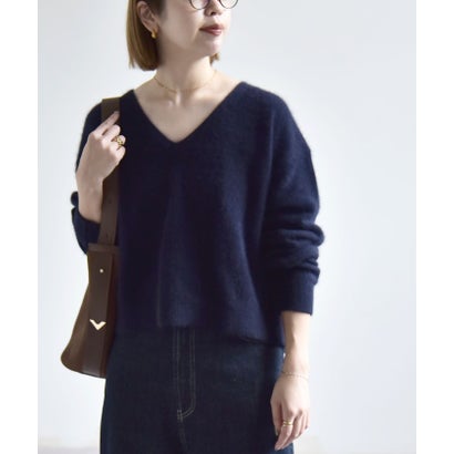 カランシエル quaranciel 《予約》〈手洗い可能〉フォックス ウール ミックス Vネック コンパクト ニット プルオーバー （ナチュラル）｜詳細画像