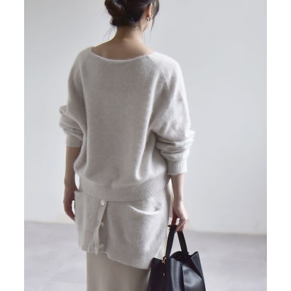カランシエル quaranciel 《予約》〈手洗い可能〉フォックス ウール ミックス Vネック コンパクト ニット プルオーバー （ナチュラル）｜詳細画像
