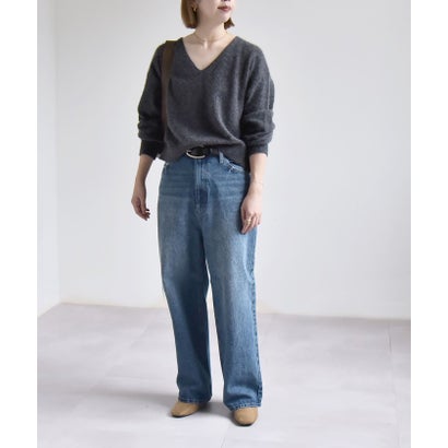 カランシエル quaranciel 《予約》〈手洗い可能〉フォックス ウール ミックス Vネック コンパクト ニット プルオーバー （ネイビー）｜詳細画像