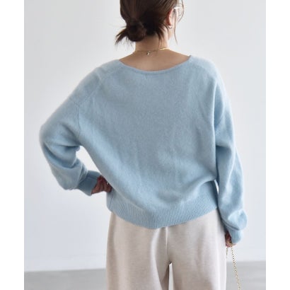 カランシエル quaranciel 《予約》〈手洗い可能〉フォックス ウール ミックス Vネック コンパクト ニット プルオーバー （ネイビー）｜詳細画像