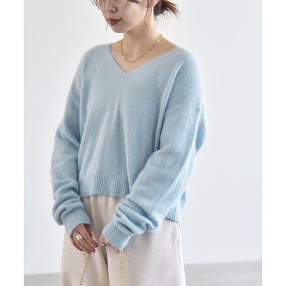 カランシエル quaranciel 《予約》〈手洗い可能〉フォックス ウール ミックス Vネック コンパクト ニット プルオーバー （ネイビー）｜詳細画像