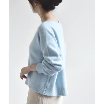 カランシエル quaranciel 《予約》〈手洗い可能〉フォックス ウール ミックス Vネック コンパクト ニット プルオーバー （ネイビー）｜詳細画像