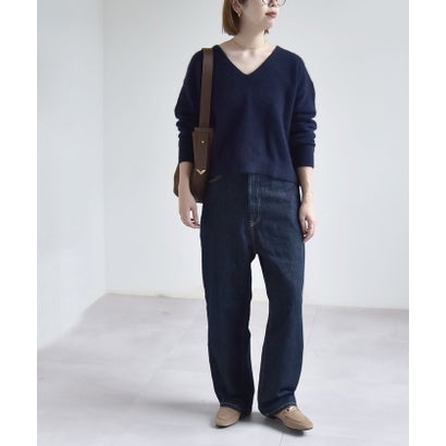 カランシエル quaranciel 《予約》〈手洗い可能〉フォックス ウール ミックス Vネック コンパクト ニット プルオーバー （ネイビー）｜詳細画像