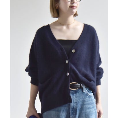 《予約》〈手洗い可能〉フォックス ウール ミックス Vネック ルーズ ニット カーディガン （ナチュラル）｜詳細画像