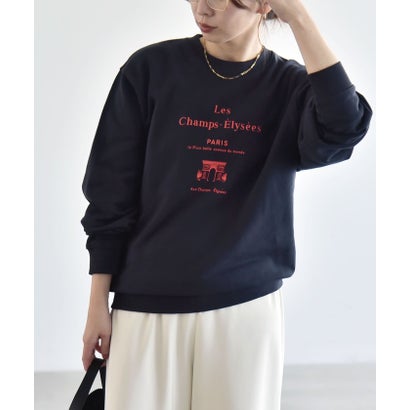 カランシエル quaranciel ANGE IN DISGUISE:〈手洗い可能〉デザイン ロゴ プリント スウェット 26AW （ネイビー）｜詳細画像