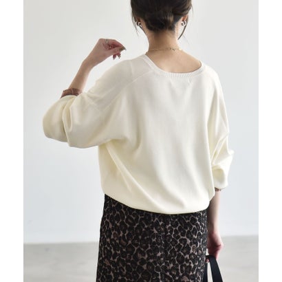 カランシエル quaranciel 《予約》〈手洗い可能〉スリーブデザイン 2way ハイゲージ キーネック パフ ニット （ネイビー）｜詳細画像