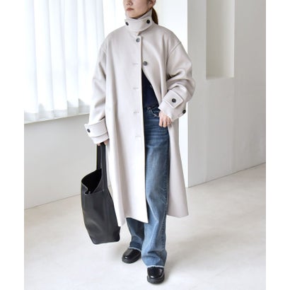 カランシエル quaranciel 《一部追加予約》PURE WOOL スタンド & ステンカラー ロング コート （キャメル）｜詳細画像