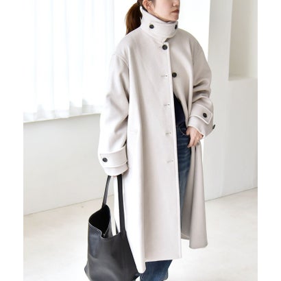 カランシエル quaranciel 《一部追加予約》PURE WOOL スタンド & ステンカラー ロング コート （キャメル）｜詳細画像