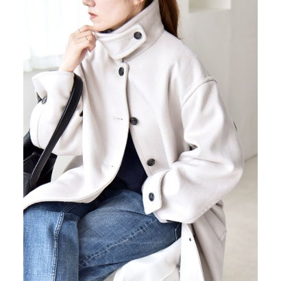 カランシエル quaranciel 《一部追加予約》PURE WOOL スタンド & ステンカラー ロング コート （キャメル）｜詳細画像