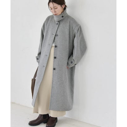 カランシエル quaranciel 《一部追加予約》PURE WOOL スタンド & ステンカラー ロング コート （キャメル）｜詳細画像