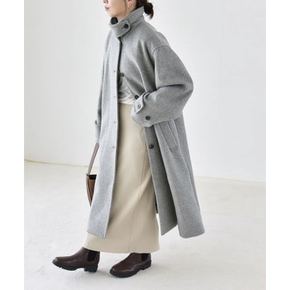 カランシエル quaranciel 《一部追加予約》PURE WOOL スタンド & ステンカラー ロング コート （キャメル）｜詳細画像
