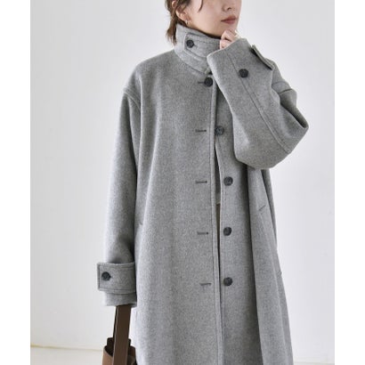 カランシエル quaranciel 《一部追加予約》PURE WOOL スタンド & ステンカラー ロング コート （キャメル）｜詳細画像