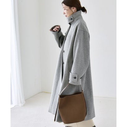カランシエル quaranciel 《一部追加予約》PURE WOOL スタンド & ステンカラー ロング コート （キャメル）｜詳細画像