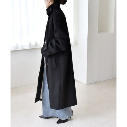 カランシエル quaranciel 《一部追加予約》PURE WOOL スタンド & ステンカラー ロング コート （キャメル）｜詳細画像
