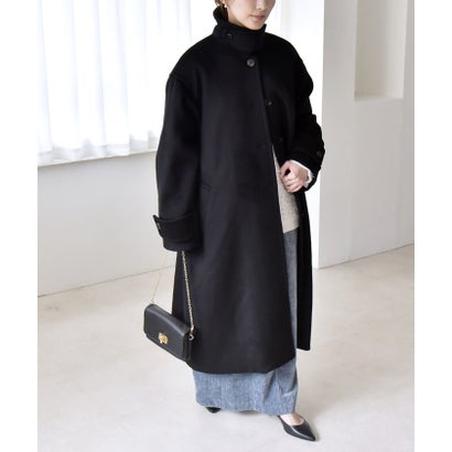 カランシエル quaranciel 《一部追加予約》PURE WOOL スタンド & ステンカラー ロング コート （キャメル）｜詳細画像
