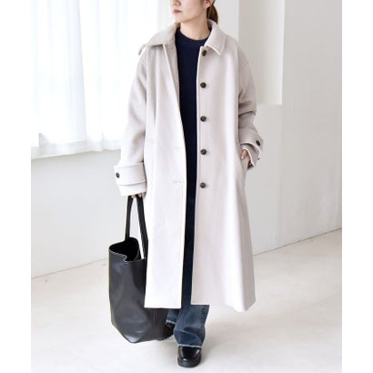 カランシエル quaranciel 《一部追加予約》PURE WOOL スタンド & ステンカラー ロング コート （キャメル）｜詳細画像