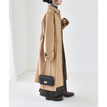 カランシエル quaranciel 《一部追加予約》PURE WOOL スタンド & ステンカラー ロング コート （キャメル）｜詳細画像