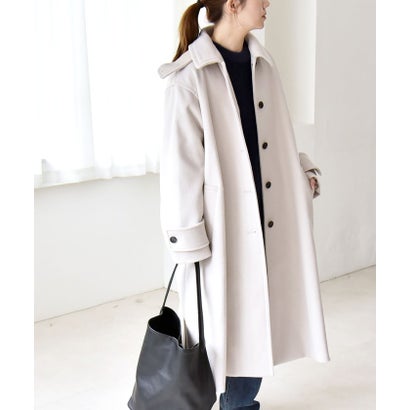カランシエル quaranciel 《一部追加予約》PURE WOOL スタンド & ステンカラー ロング コート （キャメル）｜詳細画像