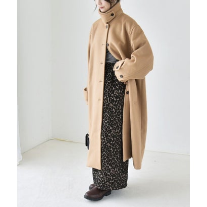 カランシエル quaranciel 《一部追加予約》PURE WOOL スタンド & ステンカラー ロング コート （キャメル）｜詳細画像