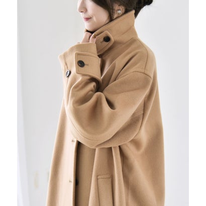 カランシエル quaranciel 《一部追加予約》PURE WOOL スタンド & ステンカラー ロング コート （キャメル）｜詳細画像