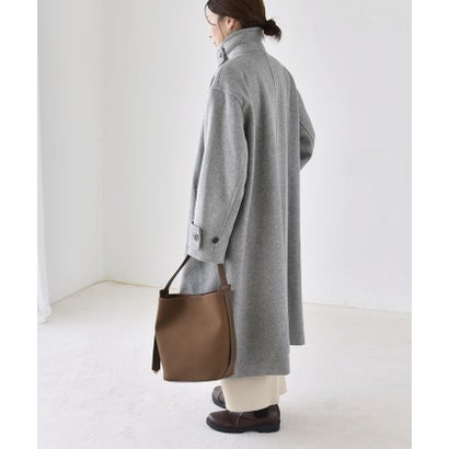カランシエル quaranciel 《一部追加予約》PURE WOOL スタンド & ステンカラー ロング コート （グレー）｜詳細画像