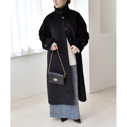 カランシエル quaranciel 《一部追加予約》PURE WOOL スタンド & ステンカラー ロング コート （グレー）｜詳細画像