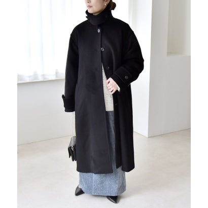 カランシエル quaranciel 《一部追加予約》PURE WOOL スタンド & ステンカラー ロング コート （グレー）｜詳細画像