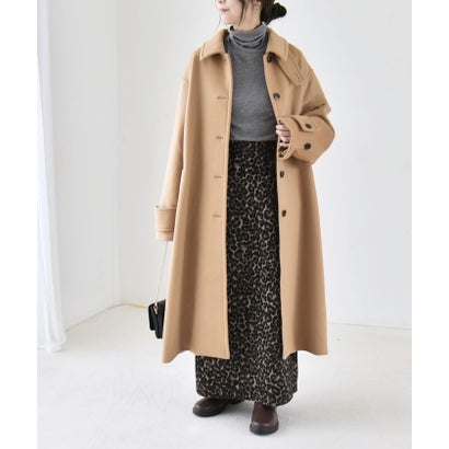 カランシエル quaranciel 《一部追加予約》PURE WOOL スタンド & ステンカラー ロング コート （グレー）｜詳細画像