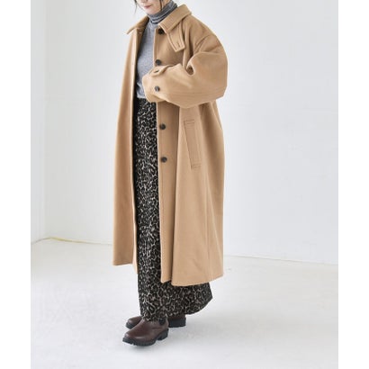 カランシエル quaranciel 《一部追加予約》PURE WOOL スタンド & ステンカラー ロング コート （グレー）｜詳細画像