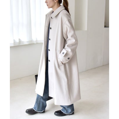 カランシエル quaranciel 《一部追加予約》PURE WOOL スタンド & ステンカラー ロング コート （グレー）｜詳細画像