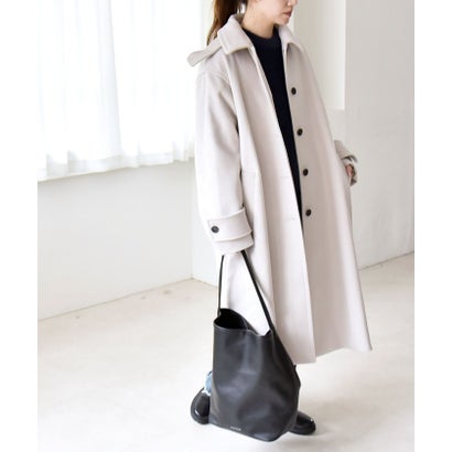 カランシエル quaranciel 《一部追加予約》PURE WOOL スタンド & ステンカラー ロング コート （グレー）｜詳細画像