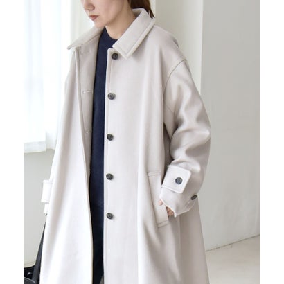 カランシエル quaranciel 《一部追加予約》PURE WOOL スタンド & ステンカラー ロング コート （グレー）｜詳細画像