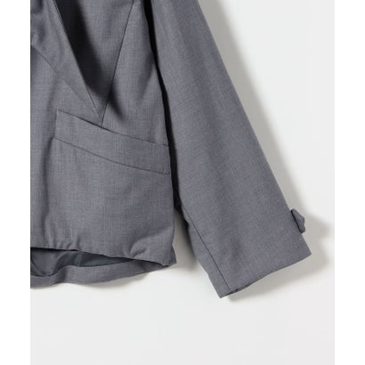 カランシエル quaranciel 《予約》〈吸湿発熱/抗菌防臭〉フードスカーフ 2way ドロスト Aライン ショート ブルゾン （グレー）｜詳細画像