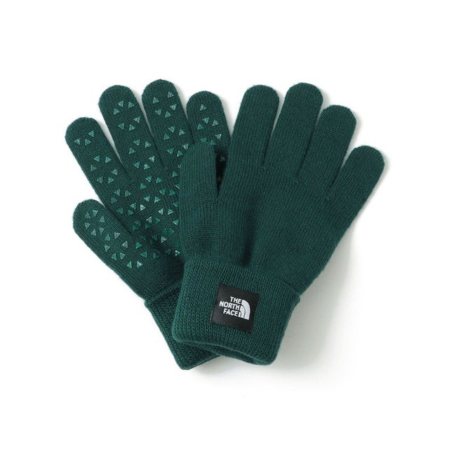 THE NORTH FACE: ワンポイント ロゴ ニット グローブ （グリーン）