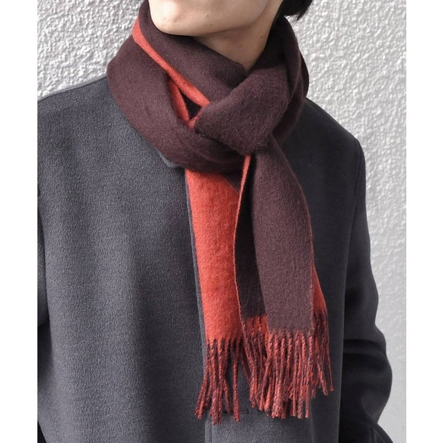 サープラスヤーン ウール カシミヤ リバーシブル ソリッド マフラー 26AW (ブラウン)◆ （ブラウン）