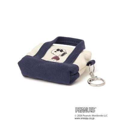 【SHIPS any別注】PEANUTS / SNOOPY ミニ トートバッグ チャーム （ネイビー）｜詳細画像