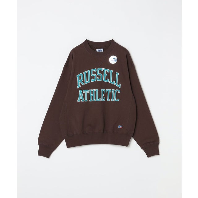 RUSSELL ATHLETIC: 〈洗濯機可能〉プロコットン ロゴプリント クルーネック スウェット （ブラウン）